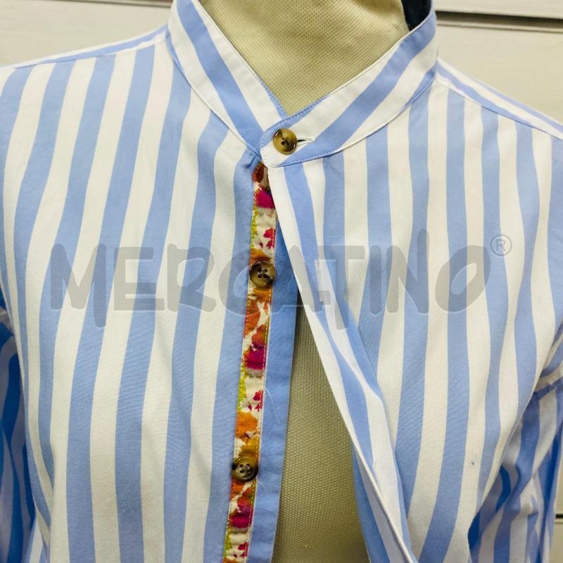 CAMICIA DONNA ALESSANDRO LAMURA RIGA AZZURRO BIANCO INTERNO FIORI | Mercatino dell'Usato Lago patria - giugliano in c. 3