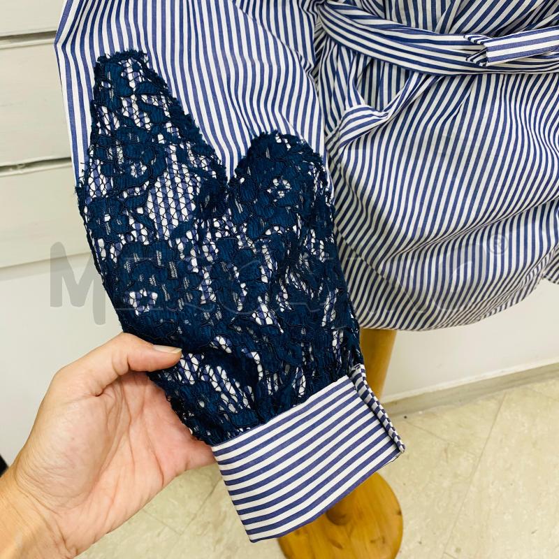 CAMICIA DONNA ANNARITA N  TWENTY BIANCA RIGHE BLU INCROCIATINA MERLETTI | Mercatino dell'Usato Lago patria - giugliano in c. 3