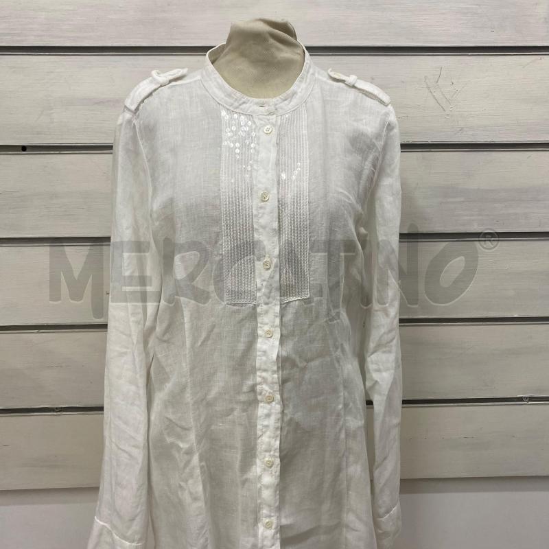 CAMICIA DONNA MARELLA LINO BIANCO CON PAILLETTESS LUNGA  | Mercatino dell'Usato Lago patria - giugliano in c. 1