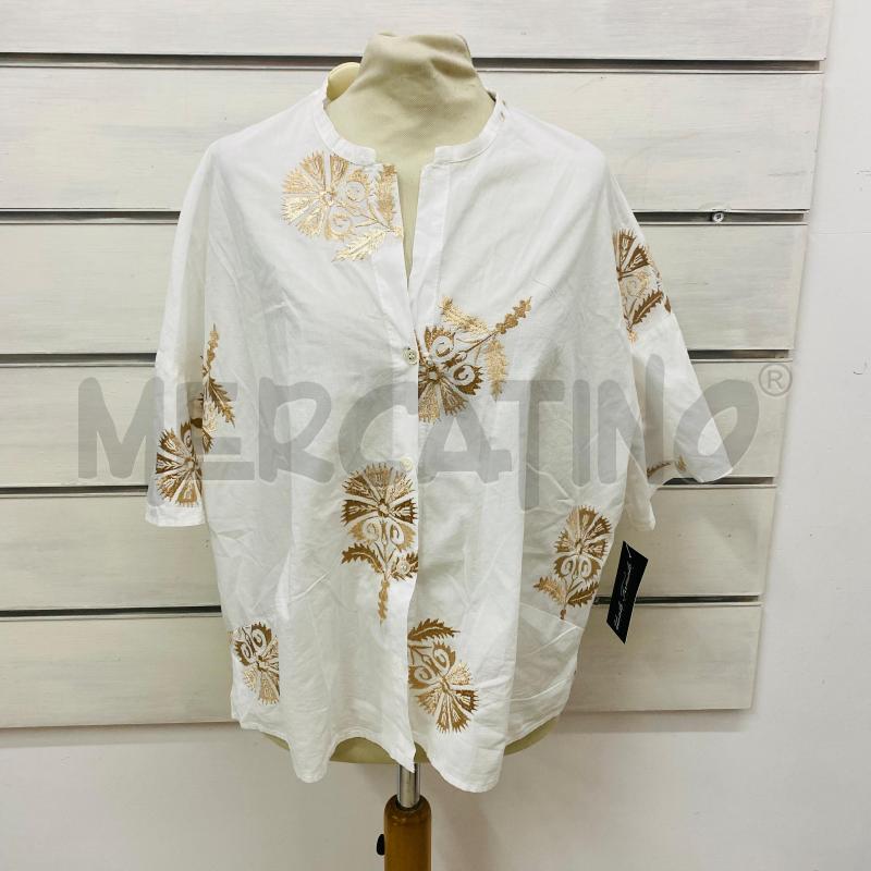 CAMICIA DONNA VICOLO BIANCA FOGLIE RICAMATE BEIGE | Mercatino dell'Usato Lago patria - giugliano in c. 1