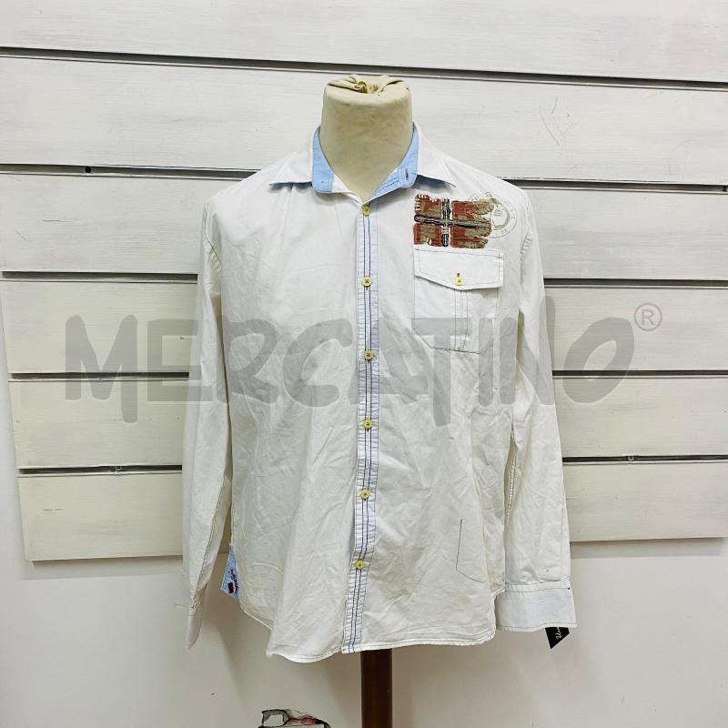 CAMICIA UOMO NAPAPIJRI BIANCA INTERNO AZZURRO DISEGNO   | Mercatino dell'Usato Lago patria - giugliano in c. 1