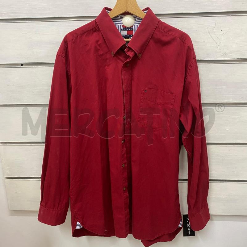 CAMICIA UOMO TOMMY HILFIGER ROSSA BOTTONI MARRONI | Mercatino dell'Usato Lago patria - giugliano in c. 1