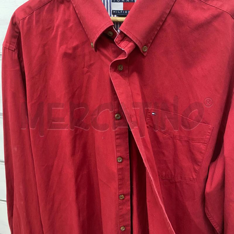 CAMICIA UOMO TOMMY HILFIGER ROSSA BOTTONI MARRONI | Mercatino dell'Usato Lago patria - giugliano in c. 3