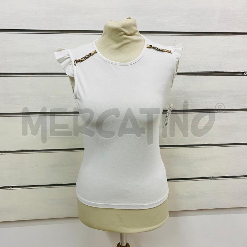 CANOTTA DONNA BURBERRY BIANCA DETTAGLI BEIGE VOLAN  | Mercatino dell'Usato Lago patria - giugliano in c. 1