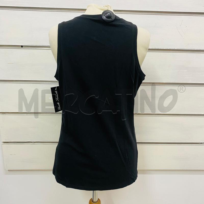 CANOTTA DONNA MARELLA NERA CON RICAMI ROSE E PIETRE  | Mercatino dell'Usato Lago patria - giugliano in c. 4