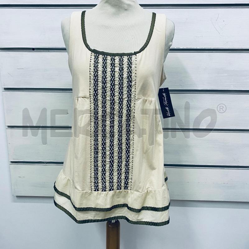 CANOTTA DONNA MAX MARA BEIGE PERLINE BIANCHE DORATE | Mercatino dell'Usato Lago patria - giugliano in c. 1