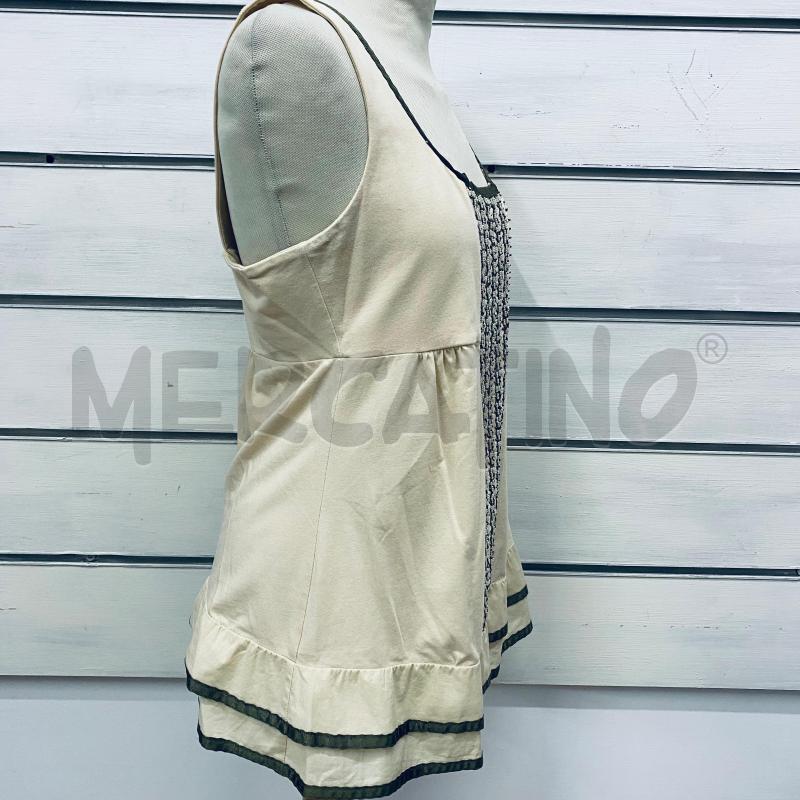 CANOTTA DONNA MAX MARA BEIGE PERLINE BIANCHE DORATE | Mercatino dell'Usato Lago patria - giugliano in c. 4