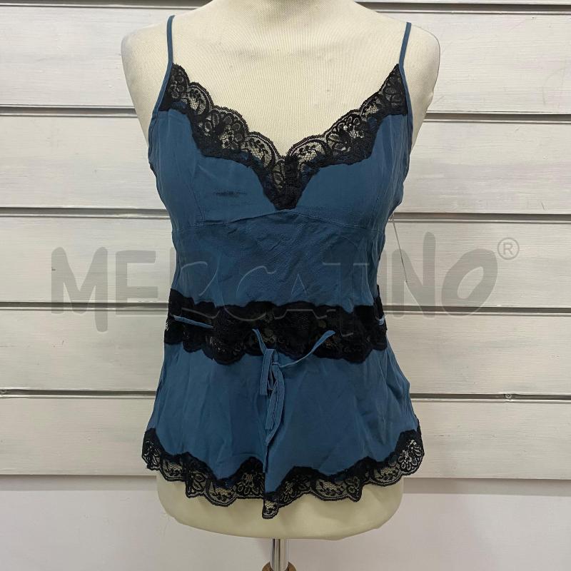 CANOTTA DONNA NAFNHAF SETA BLU LAVAGNA PIZZO NERO | Mercatino dell'Usato Lago patria - giugliano in c. 1