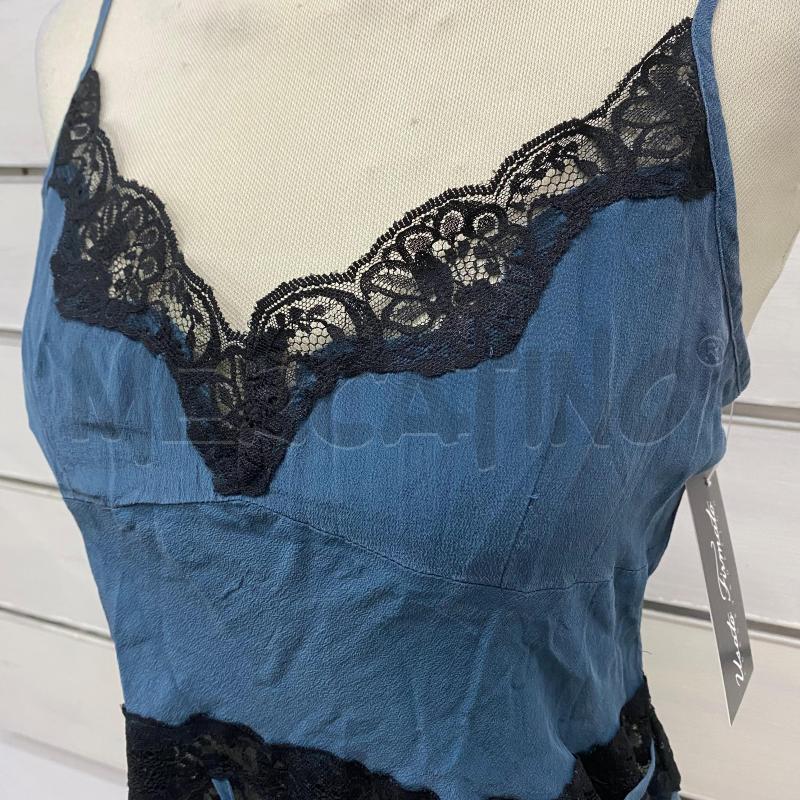 CANOTTA DONNA NAFNHAF SETA BLU LAVAGNA PIZZO NERO | Mercatino dell'Usato Lago patria - giugliano in c. 2