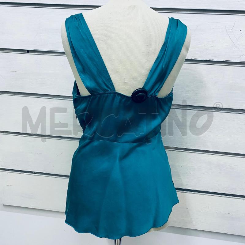 CANOTTA DONNA PINKO PETROLIO CHIARO SETA MERLETTO VERDE | Mercatino dell'Usato Lago patria - giugliano in c. 3