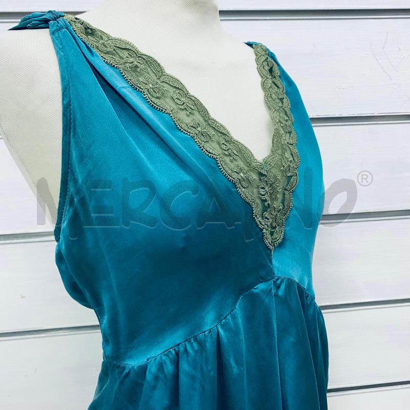 CANOTTA DONNA PINKO PETROLIO CHIARO SETA MERLETTO VERDE | Mercatino dell'Usato Lago patria - giugliano in c. 5