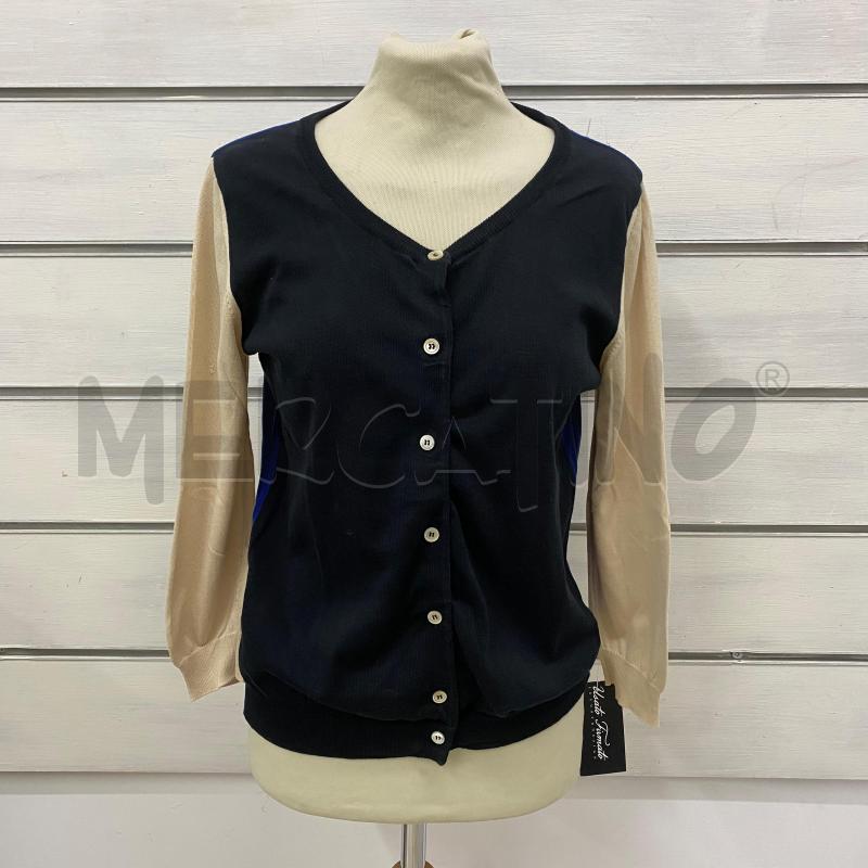 CARDIGAN DONNA JUCCA NERO MANICHE BEIGE DIETRO BLU  | Mercatino dell'Usato Lago patria - giugliano in c. 1