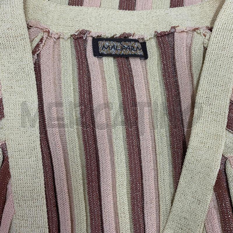 CARDIGAN DONNA MALIPARMI BEIGE RIGHE COLORATE LUREX BOTTONI  | Mercatino dell'Usato Lago patria - giugliano in c. 5