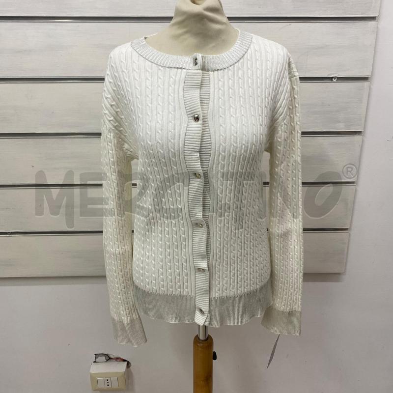 CARDIGAN DONNA PINKO TRECCINA BIANCA PROFILO ARGENTO | Mercatino dell'Usato Lago patria - giugliano in c. 1