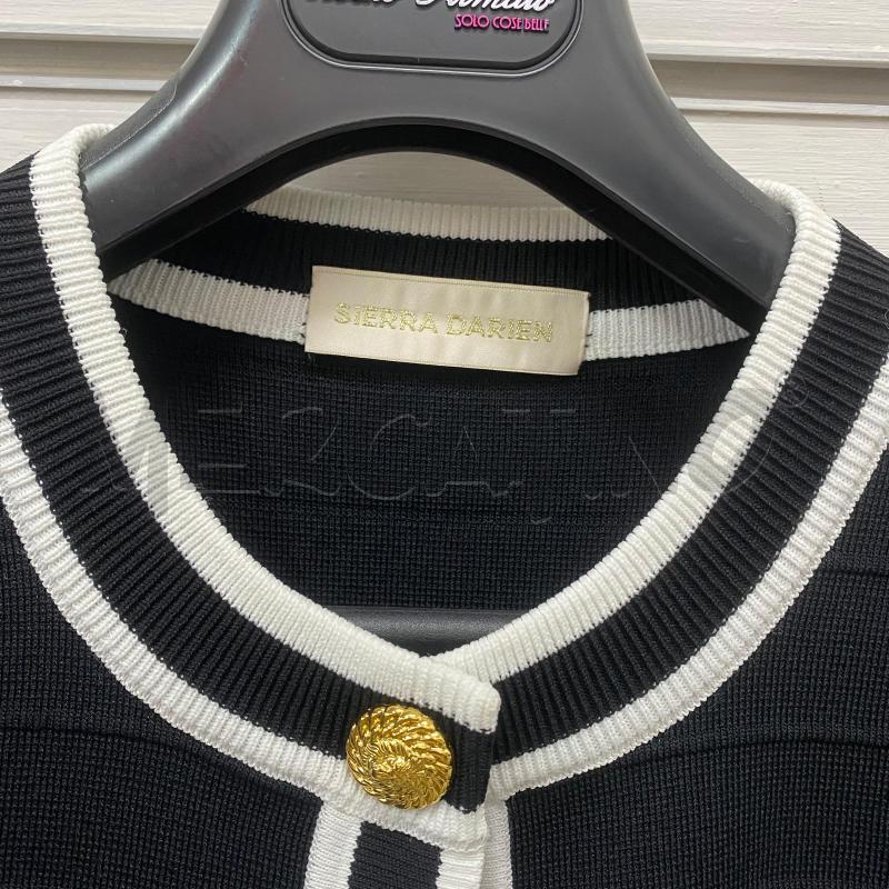 CARDIGAN DONNA SIERRA DARIEN TRICOT NERO BIANCO BOTTONE GIOIELLO | Mercatino dell'Usato Lago patria - giugliano in c. 4