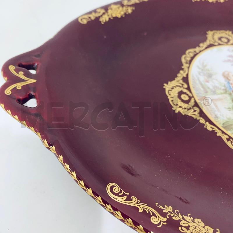 CENTROTAVOLA MIGNON OVALE ROSSO DETTAGLI DORATI SCENA CAMPESTRE | Mercatino dell'Usato Lago patria - giugliano in c. 5