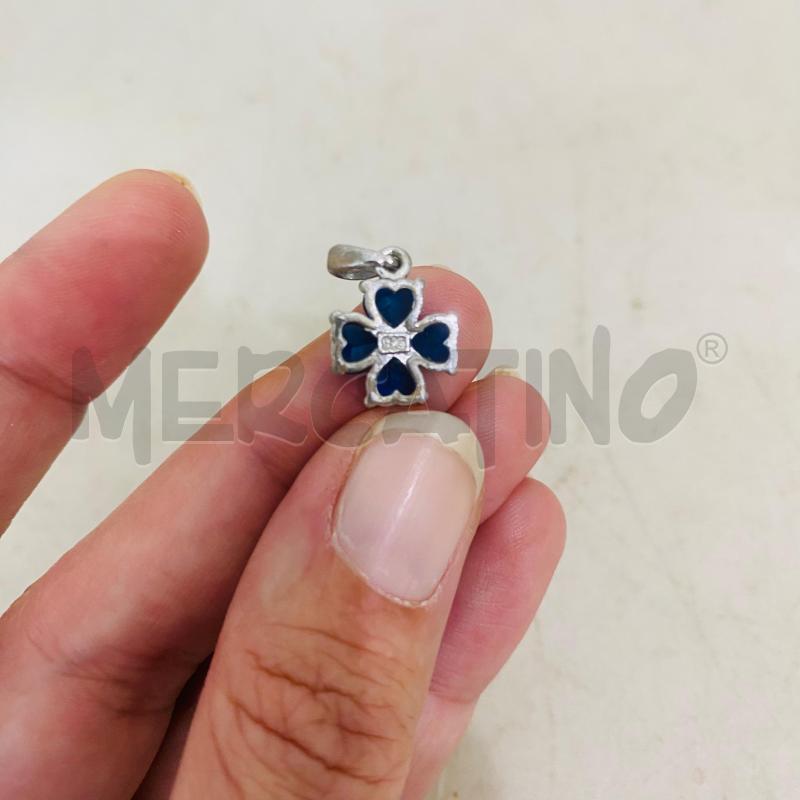 CIONDOLO FIORE ARG925 BRILLANTINI BLU  | Mercatino dell'Usato Lago patria - giugliano in c. 4