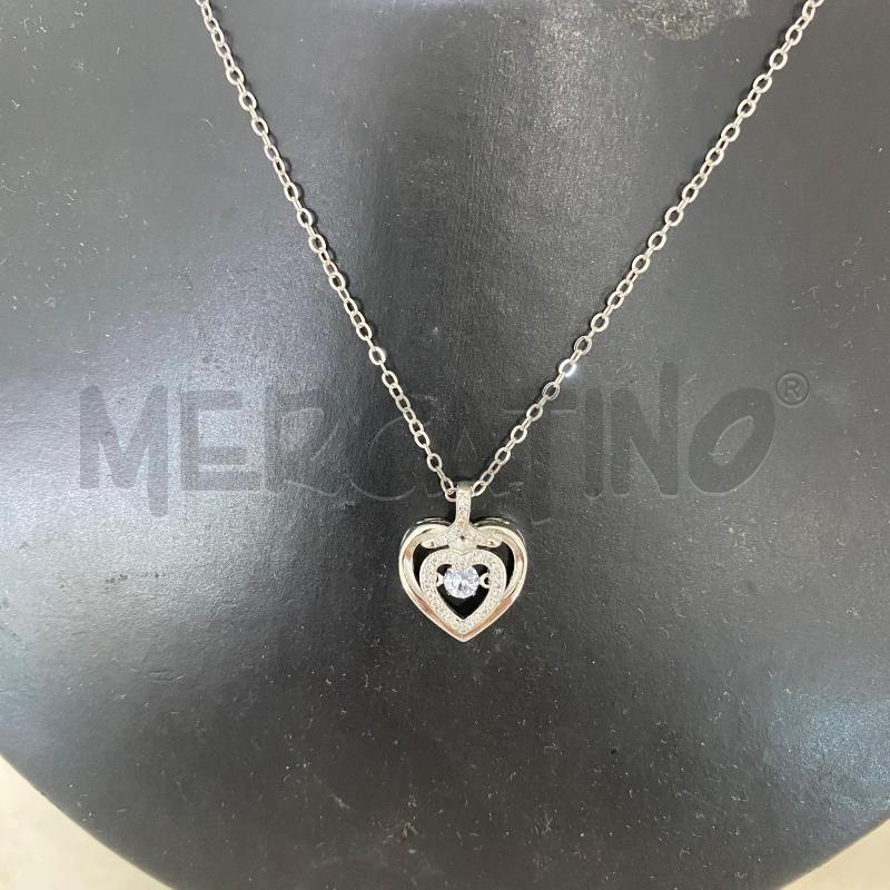 COLLANA 925 CATENA CON CUORE DOPPIO BRILLANTINI  | Mercatino dell'Usato Lago patria - giugliano in c. 2
