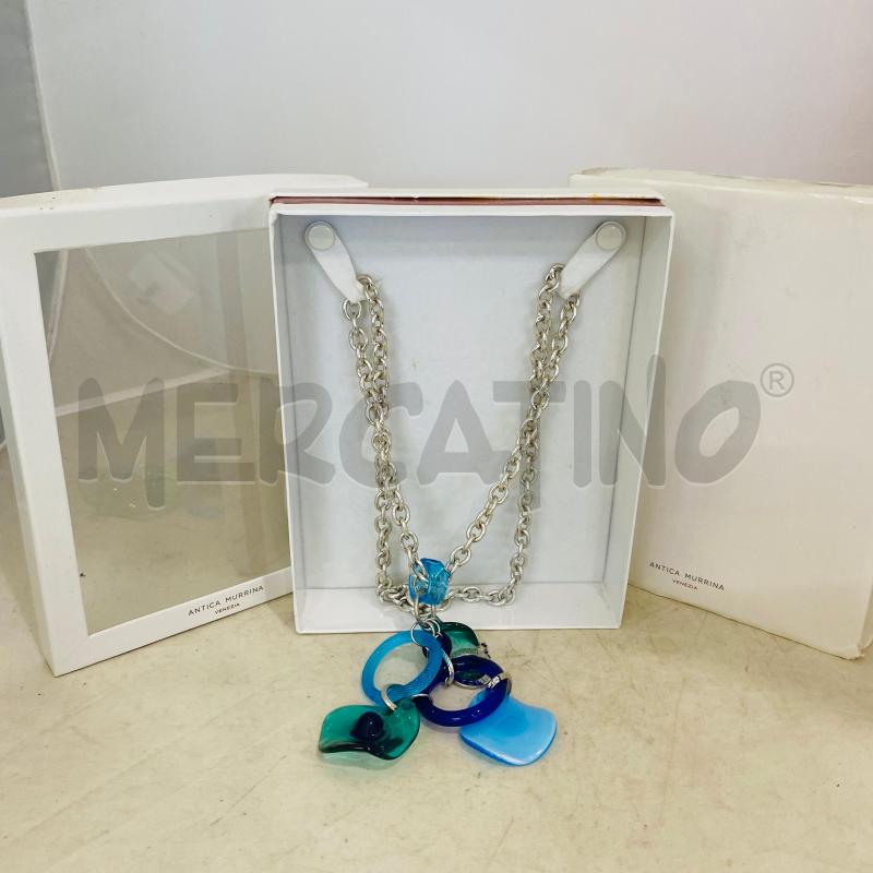 COLLANA CATENA ANTICA MURRINA CIONDOLI SFUMATURA VERDE BLU | Mercatino dell'Usato Lago patria - giugliano in c. 2