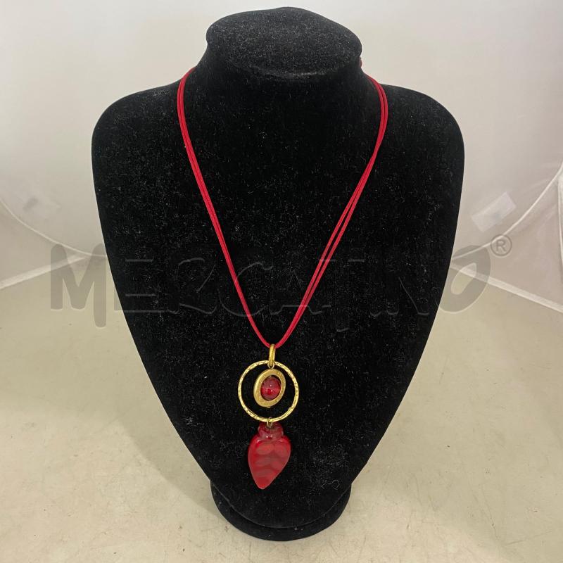 COLLANA MURRINA LACCIO ROSSO CON CIONDOLO FOGLIA | Mercatino dell'Usato Lago patria - giugliano in c. 1