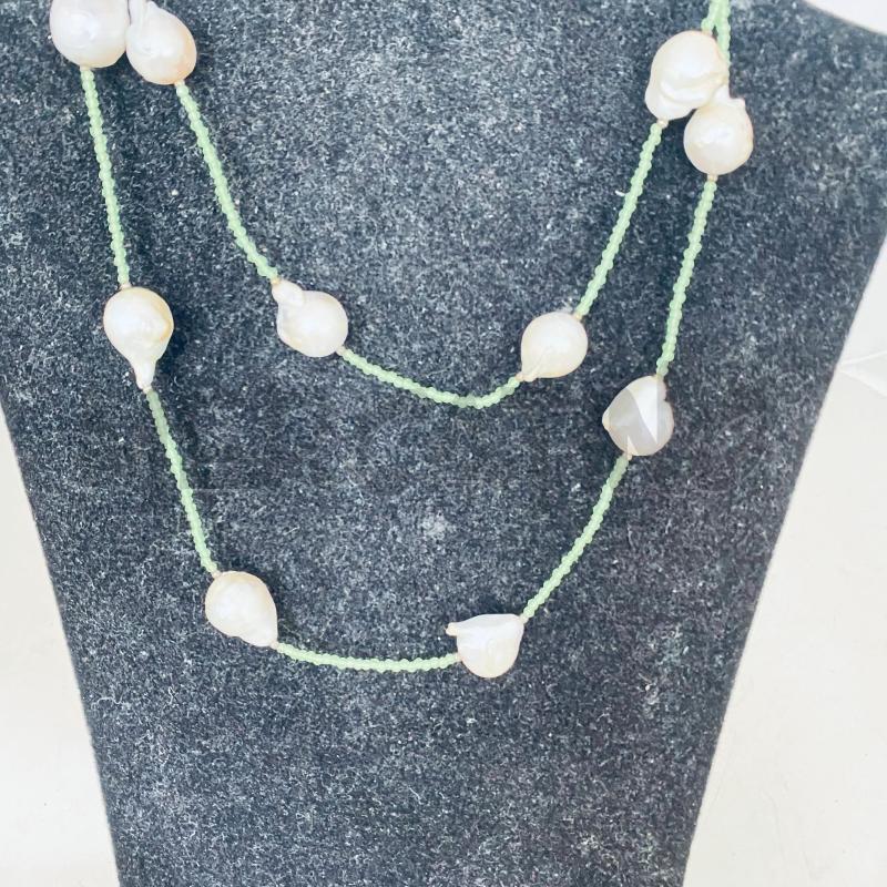 COLLANA PERLE NATURALI PERLINE VERDE CHIARO  | Mercatino dell'Usato Lago patria - giugliano in c. 2