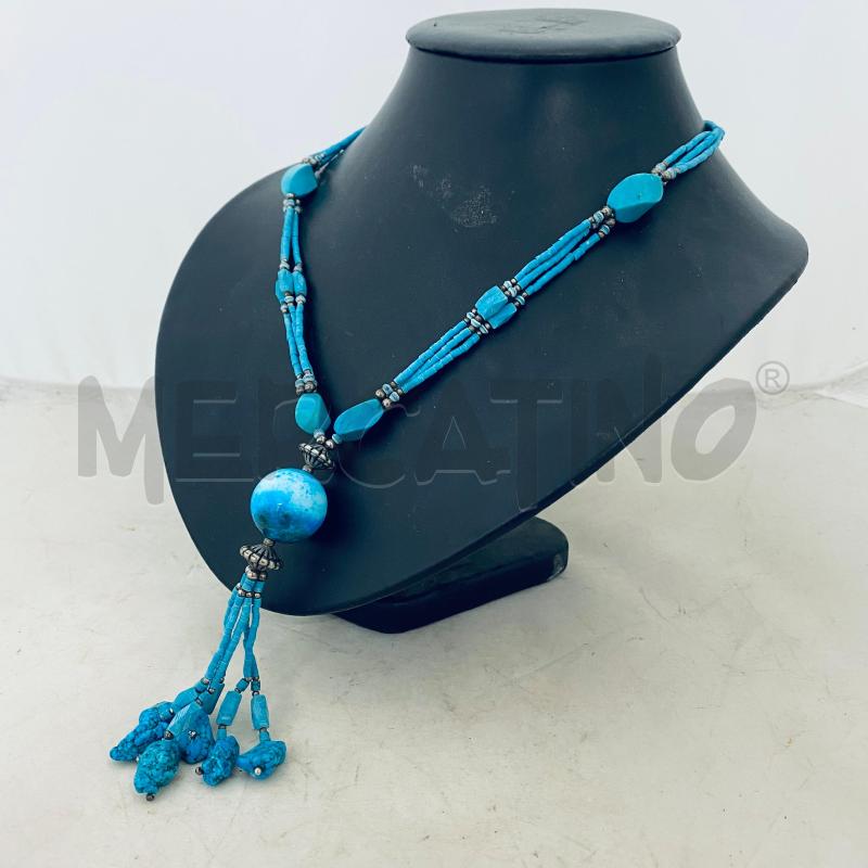 COLLANA TURCHESE MULTIFILO PIETRA PALLA CENTRALE | Mercatino dell'Usato Lago patria - giugliano in c. 2