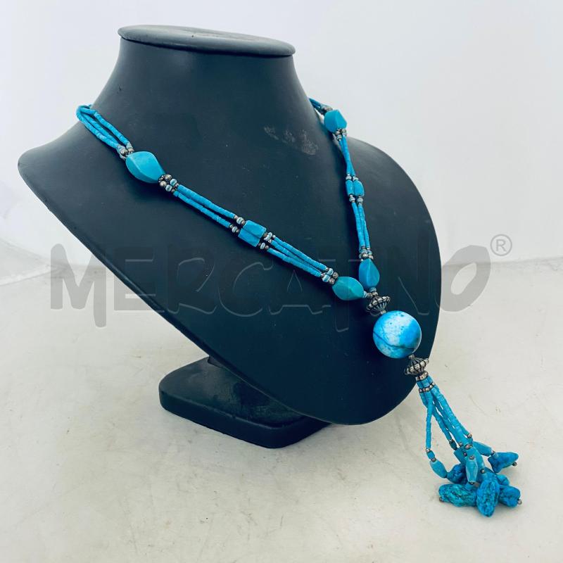 COLLANA TURCHESE MULTIFILO PIETRA PALLA CENTRALE | Mercatino dell'Usato Lago patria - giugliano in c. 3