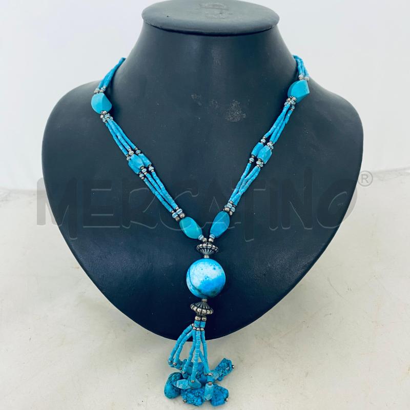 COLLANA TURCHESE MULTIFILO PIETRA PALLA CENTRALE | Mercatino dell'Usato Lago patria - giugliano in c. 5