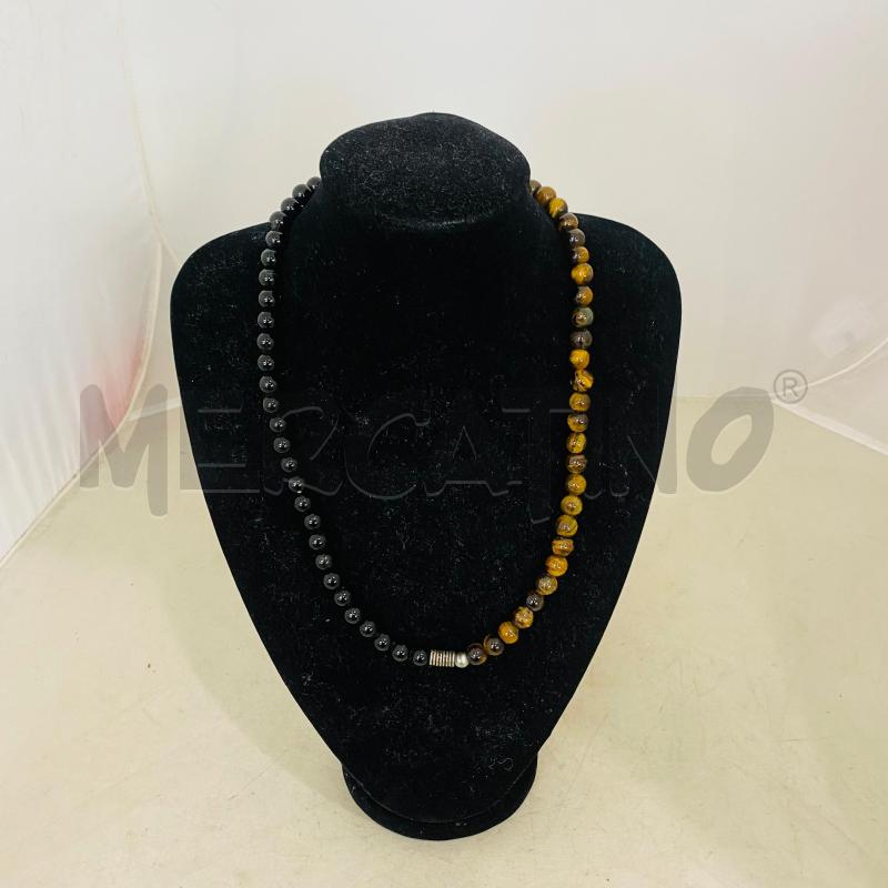 COLLANA UOMO METÀ OCCHIO DI TIGRE METÀ ONICE NERA | Mercatino dell'Usato Lago patria - giugliano in c. 1