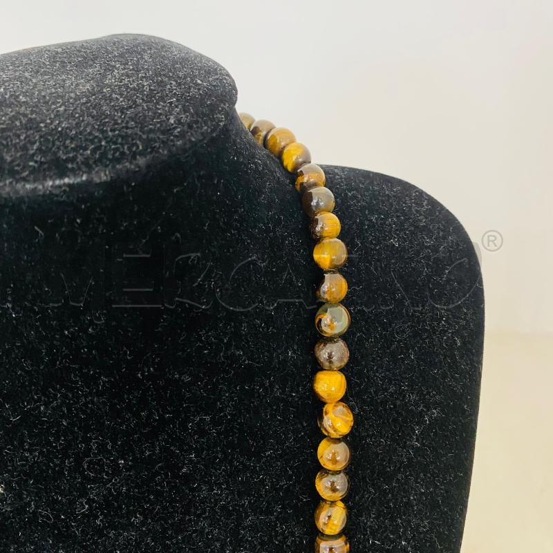 COLLANA UOMO METÀ OCCHIO DI TIGRE METÀ ONICE NERA | Mercatino dell'Usato Lago patria - giugliano in c. 2