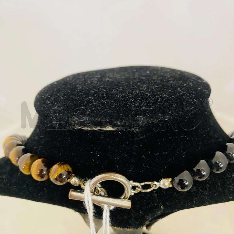 COLLANA UOMO METÀ OCCHIO DI TIGRE METÀ ONICE NERA | Mercatino dell'Usato Lago patria - giugliano in c. 5