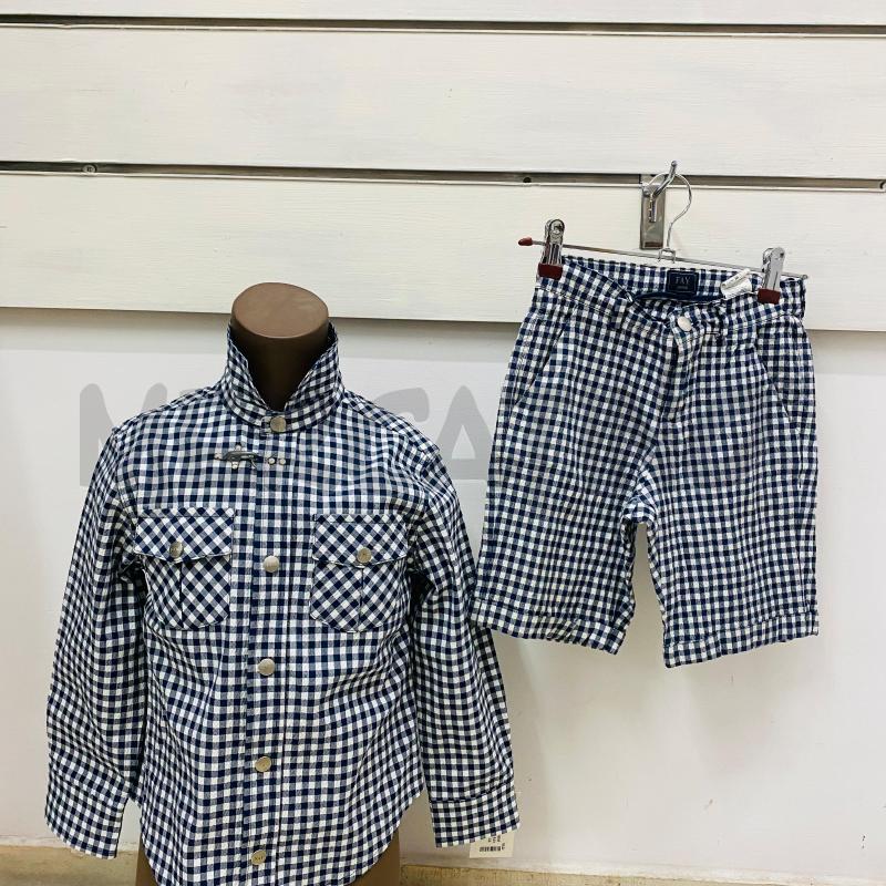 COMPLETO BAMBINO FAY JUNIOR CAMICIA + BERMUDA QUADRO BLU BIANCO | Mercatino dell'Usato Lago patria - giugliano in c. 1