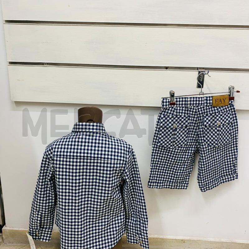 COMPLETO BAMBINO FAY JUNIOR CAMICIA + BERMUDA QUADRO BLU BIANCO | Mercatino dell'Usato Lago patria - giugliano in c. 5