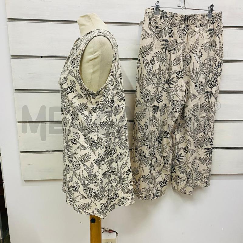 COMPLETO DONNA BELOVED BEIGE FOGLIE NERE CANOTTA.PANTALONE | Mercatino dell'Usato Lago patria - giugliano in c. 4
