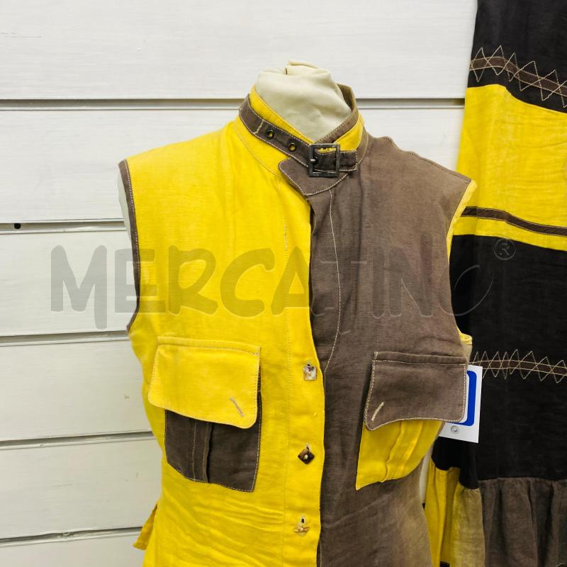 COMPLETO DONNA SFIZIO CAMICIA + PANTALONE LINO 100% GIALLO MARRONE | Mercatino dell'Usato Lago patria - giugliano in c. 2