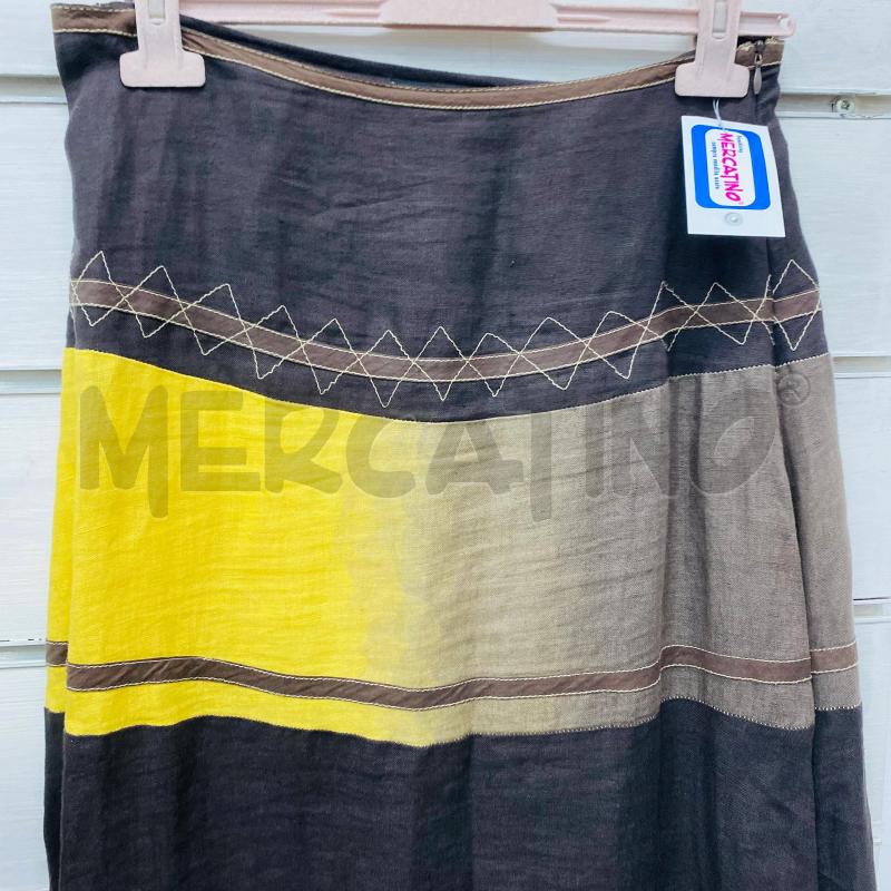 COMPLETO DONNA SFIZIO CAMICIA + PANTALONE LINO 100% GIALLO MARRONE | Mercatino dell'Usato Lago patria - giugliano in c. 3