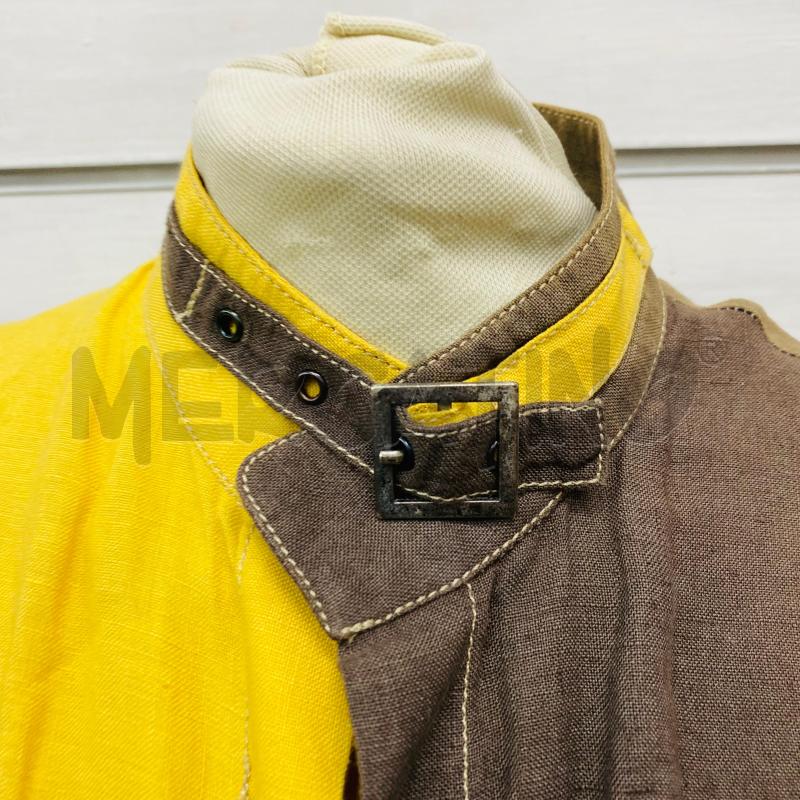 COMPLETO DONNA SFIZIO CAMICIA + PANTALONE LINO 100% GIALLO MARRONE | Mercatino dell'Usato Lago patria - giugliano in c. 4