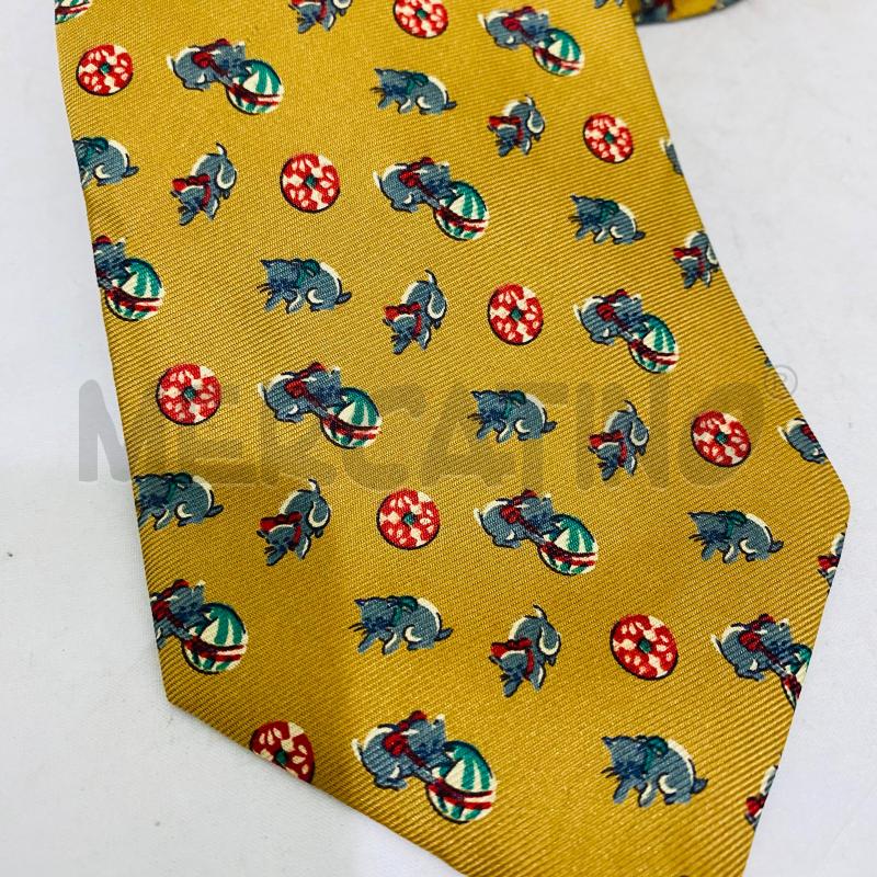 CRAVATTA YVES SAINT LAURENT GIALLO OCRA FANTASIA GATTI | Mercatino dell'Usato Lago patria - giugliano in c. 5