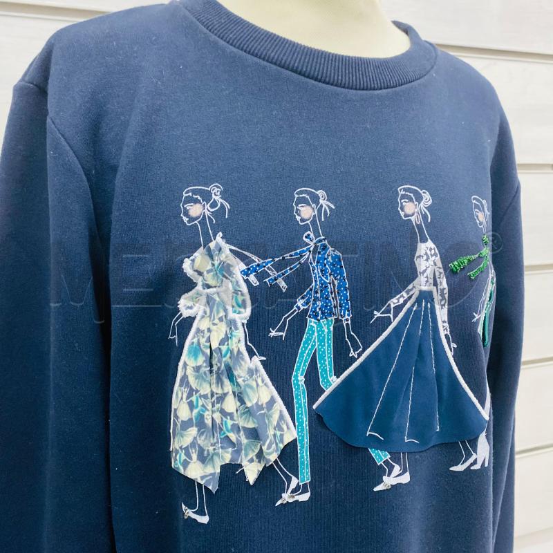 FELPA DONNA MAX&CO BLU DONNE CON VESTITI TESSUTO FANTASIA STAMPATE AVANTI | Mercatino dell'Usato Lago patria - giugliano in c. 2