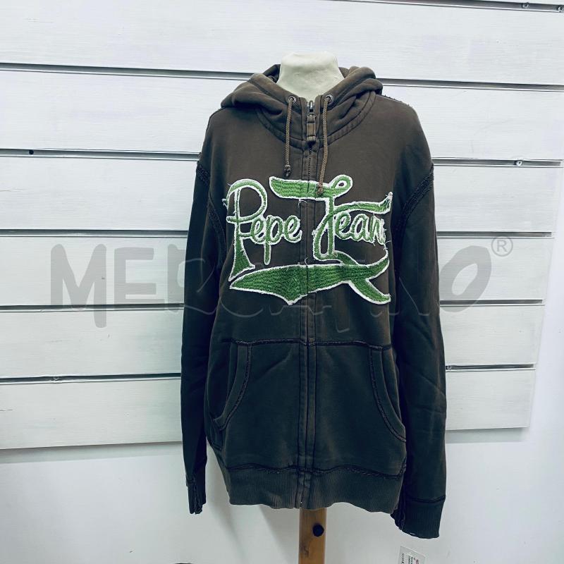 FELPA DONNA PEPE JEANS MARRONE SCRITTA VERDE  | Mercatino dell'Usato Lago patria - giugliano in c. 1
