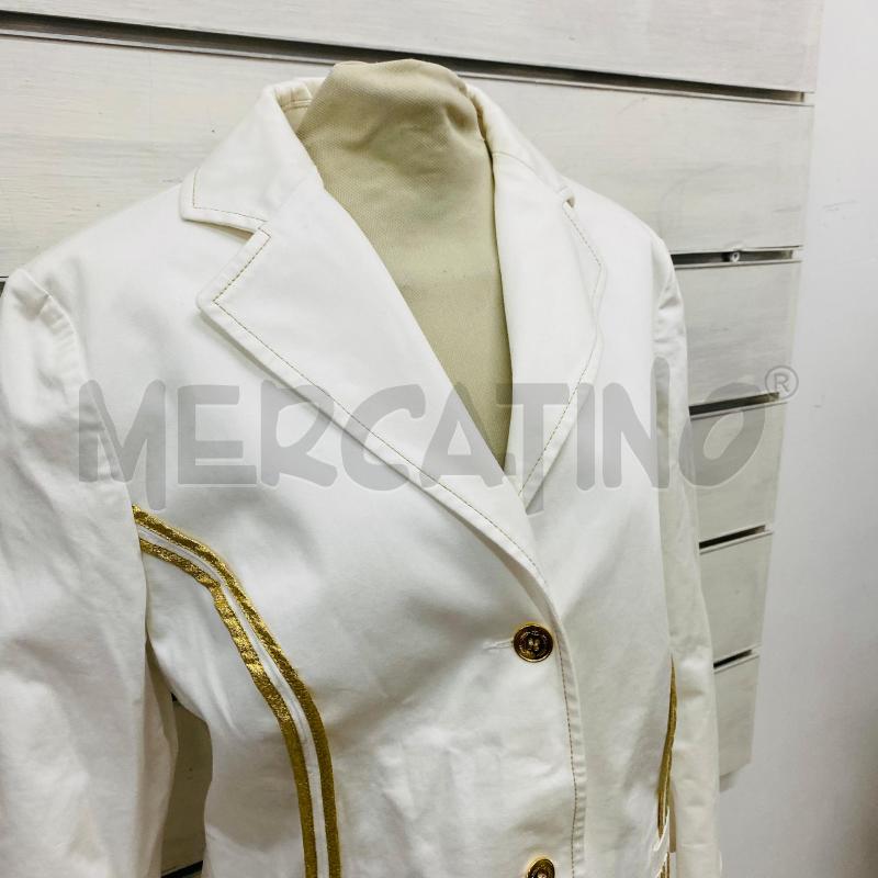 GIACCA DONNA ROCCO BAROCCO BIANCA PROFILO LUREX DORATO | Mercatino dell'Usato Lago patria - giugliano in c. 2