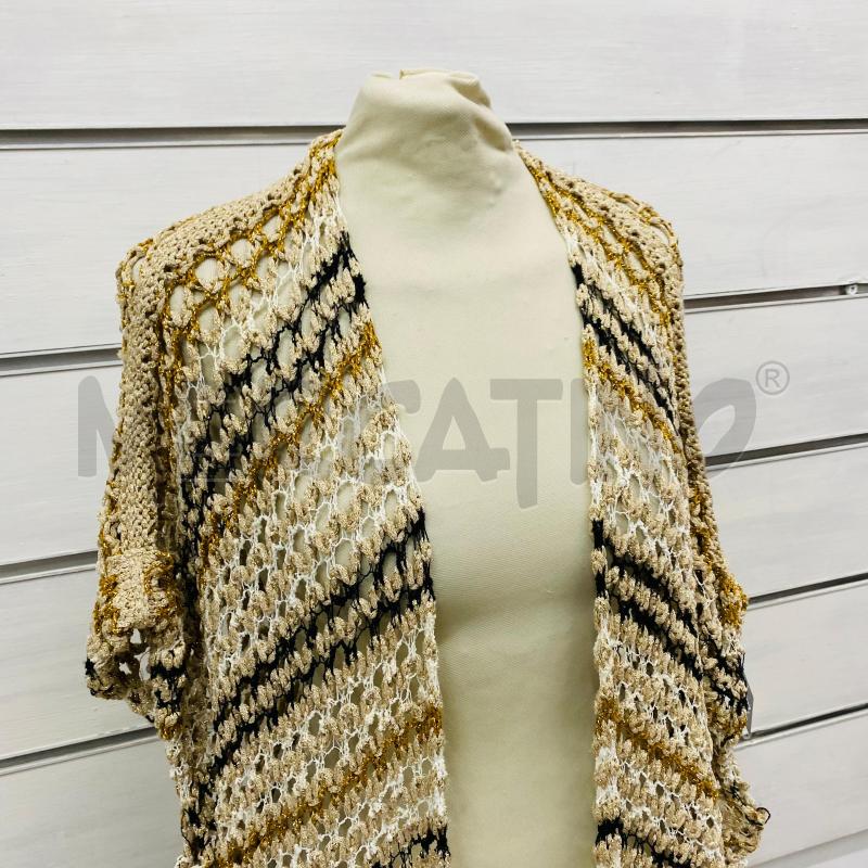 GILET DONNA PINKO FILO TRAFORATO BEIGE NERO LUREX DORATO | Mercatino dell'Usato Lago patria - giugliano in c. 2