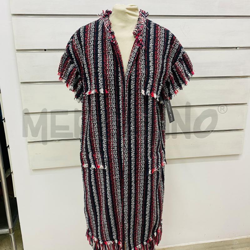 GILET DONNA PINKO RIGA ROSSO NERO BIANCO LUNGO SFRANGIATO | Mercatino dell'Usato Lago patria - giugliano in c. 1