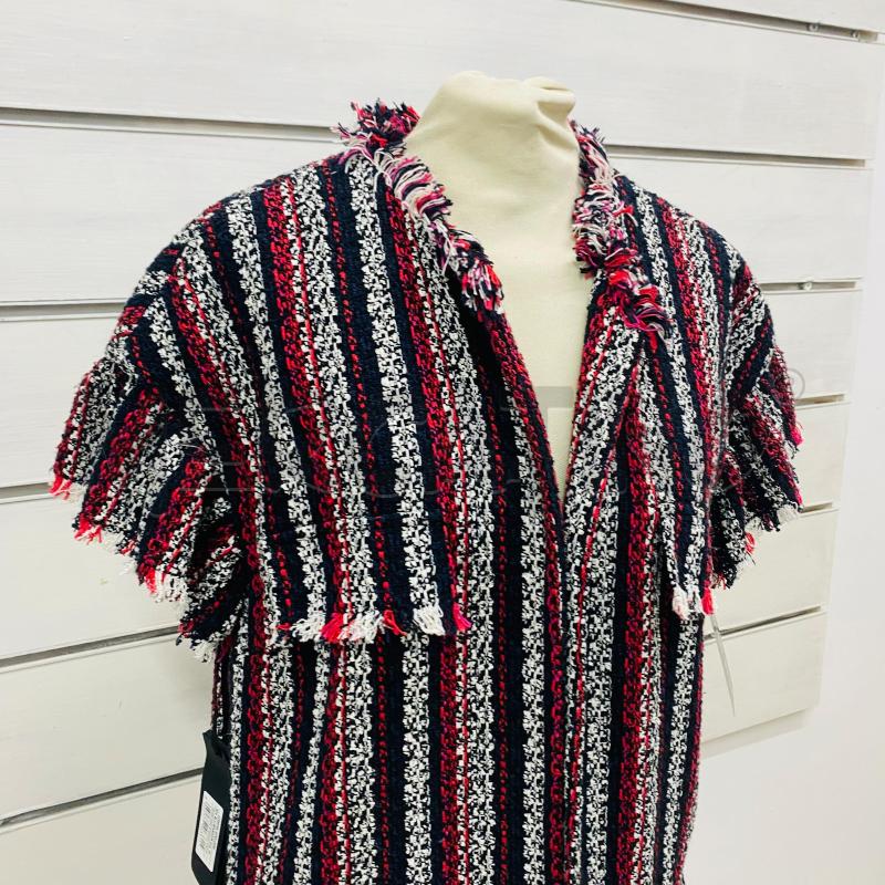GILET DONNA PINKO RIGA ROSSO NERO BIANCO LUNGO SFRANGIATO | Mercatino dell'Usato Lago patria - giugliano in c. 2