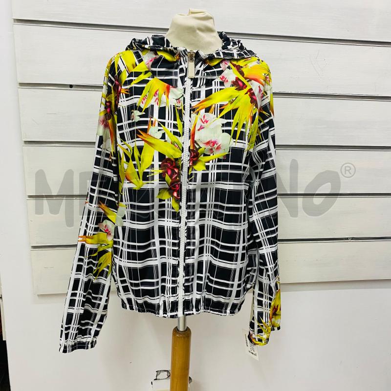 GIUBBINO DONNA PINKO IMPERMEABILE FANTASIA QUADRO NERO BIANCO FIORI GIALLI | Mercatino dell'Usato Lago patria - giugliano in c. 1