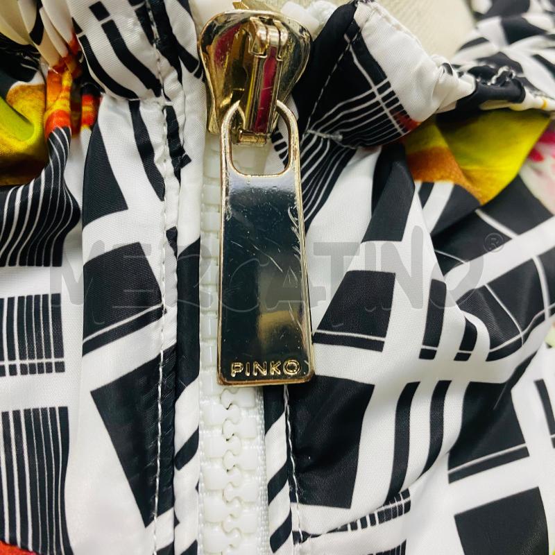 GIUBBINO DONNA PINKO IMPERMEABILE FANTASIA QUADRO NERO BIANCO FIORI GIALLI | Mercatino dell'Usato Lago patria - giugliano in c. 3