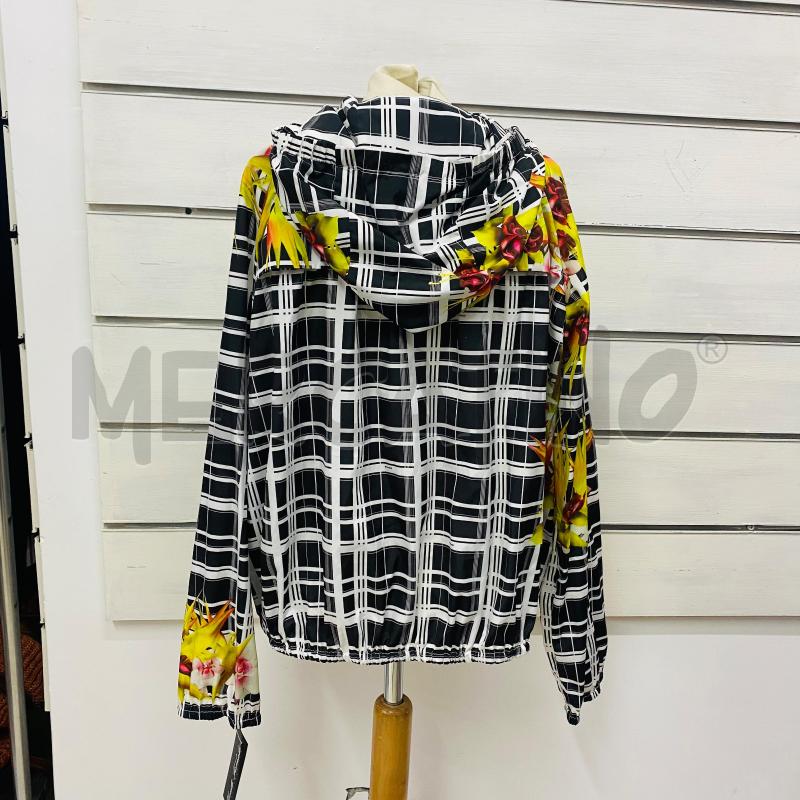 GIUBBINO DONNA PINKO IMPERMEABILE FANTASIA QUADRO NERO BIANCO FIORI GIALLI | Mercatino dell'Usato Lago patria - giugliano in c. 5
