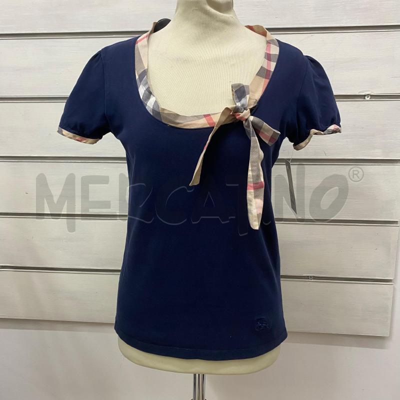 MAGLIA DONNA BURBERRY BLU SCOLLO STAMPA BURBERRY | Mercatino dell'Usato Lago patria - giugliano in c. 1