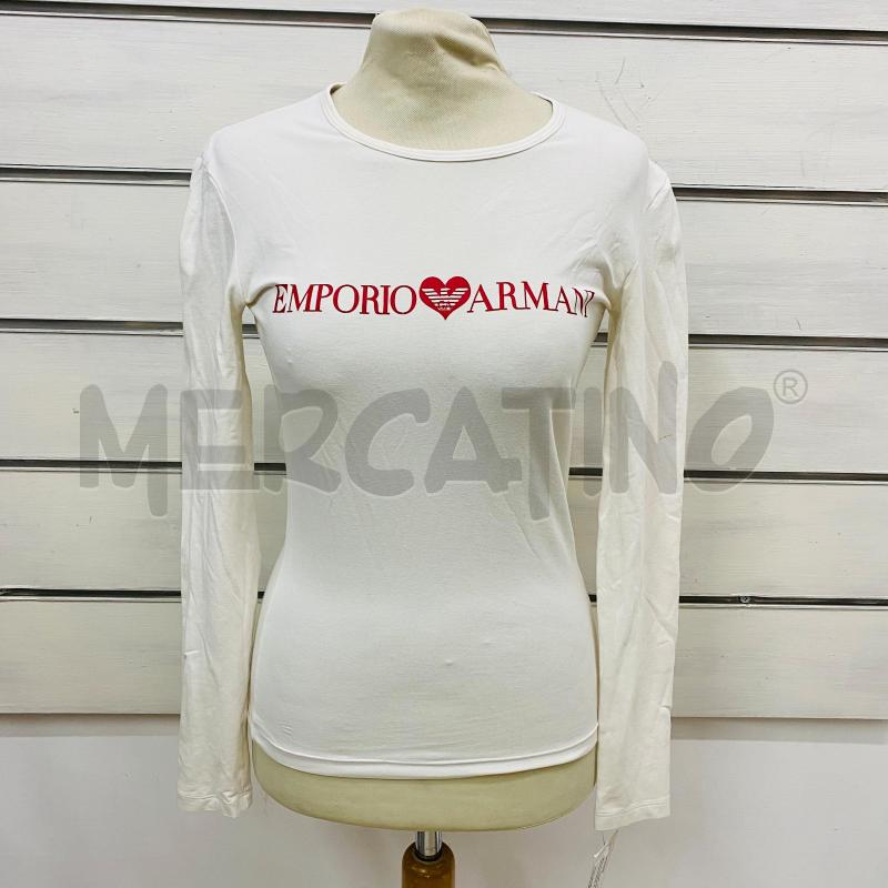 MAGLIA DONNA EMPORIO ARAMNI BIANCA SCRITTA ROSSA  | Mercatino dell'Usato Lago patria - giugliano in c. 1