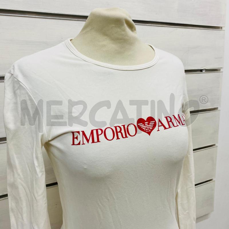 MAGLIA DONNA EMPORIO ARAMNI BIANCA SCRITTA ROSSA  | Mercatino dell'Usato Lago patria - giugliano in c. 2